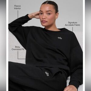 ALO Yoga Black Oversized Sweatshirt and Pants Set
